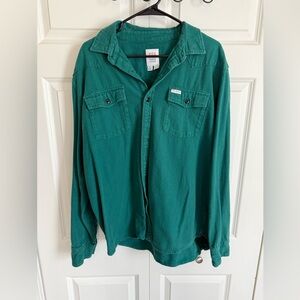 Topo Designs Men's Button-Front Casual Shirt Jacket in Teal Green